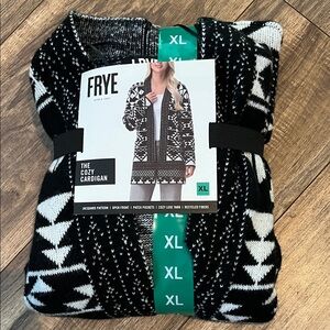 FRYE Black and White Jacquard Cardigan